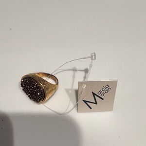 Gold Ring with Brown Druzy stone